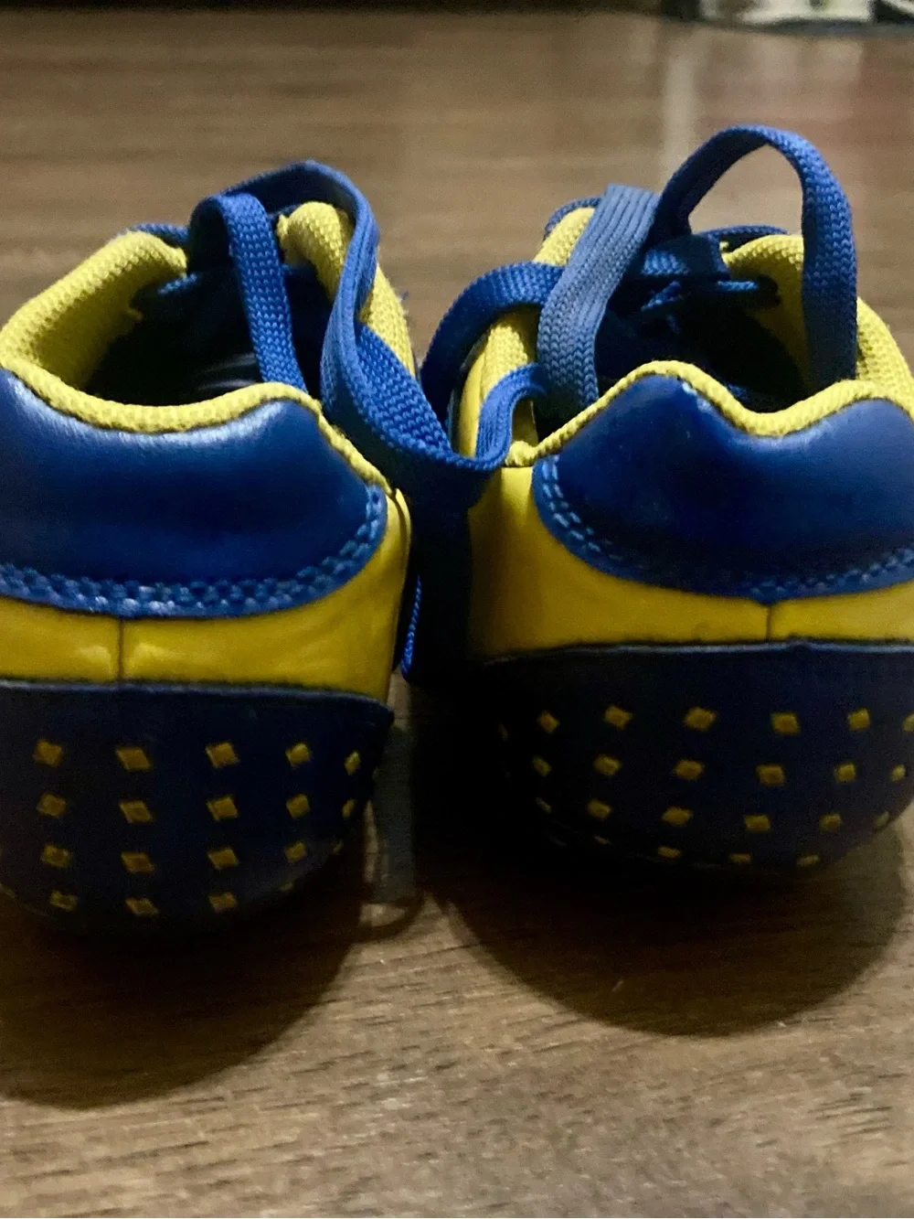 Blue and Yellow Kids Soccer Sneakers - Size 1 D. Power